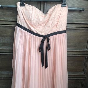 Light pink and black strapless dress size M/L